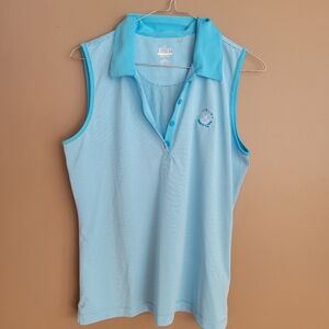 Golf Sleeveless Drifit Women's Light Blue Striped Sleeveless Polo Shirt